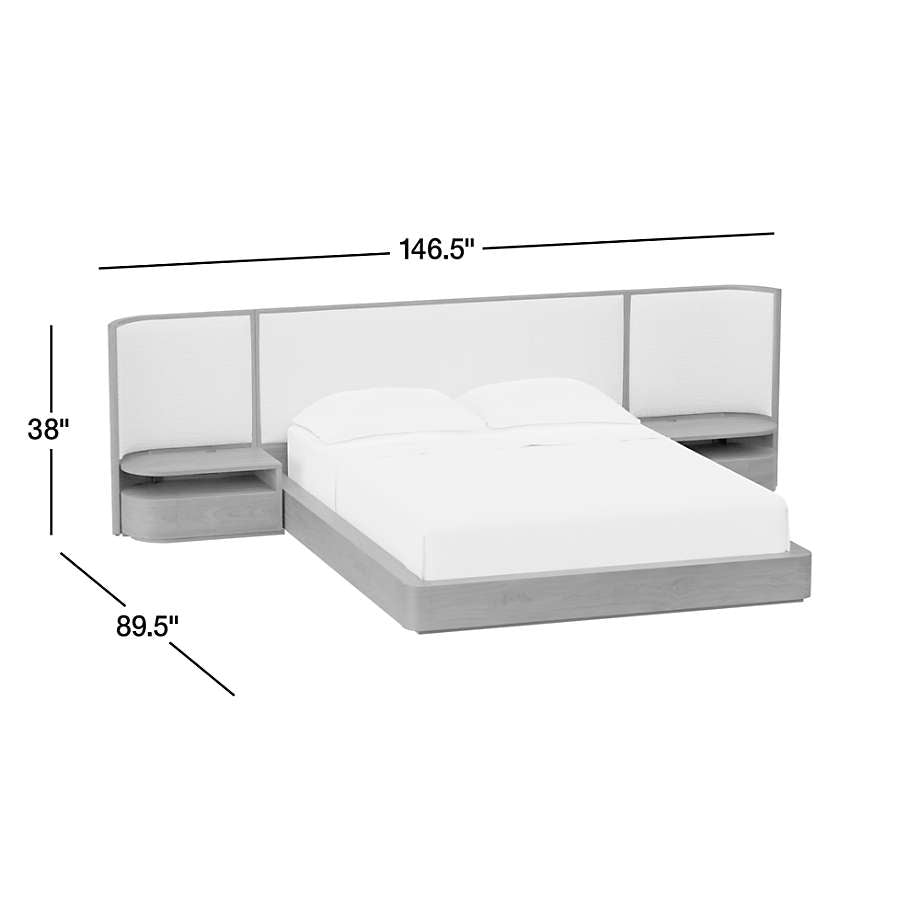Designer wooden platform bed with bedside storage