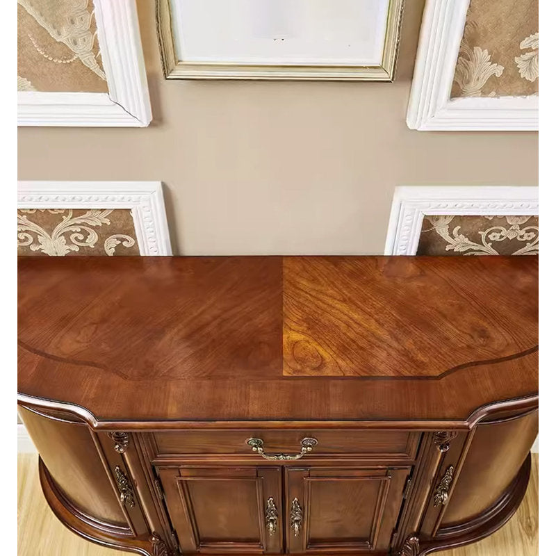 Premium teak wood buffet cabinet with antique handles