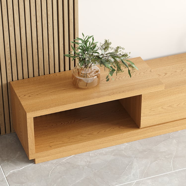 Modern Teak Wood TV Unit with Storage