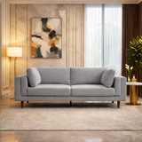 Luxury Teak Wood 3 Seater Sofa in Velvet Fabric | Premium Wooden Sofa for Living Room