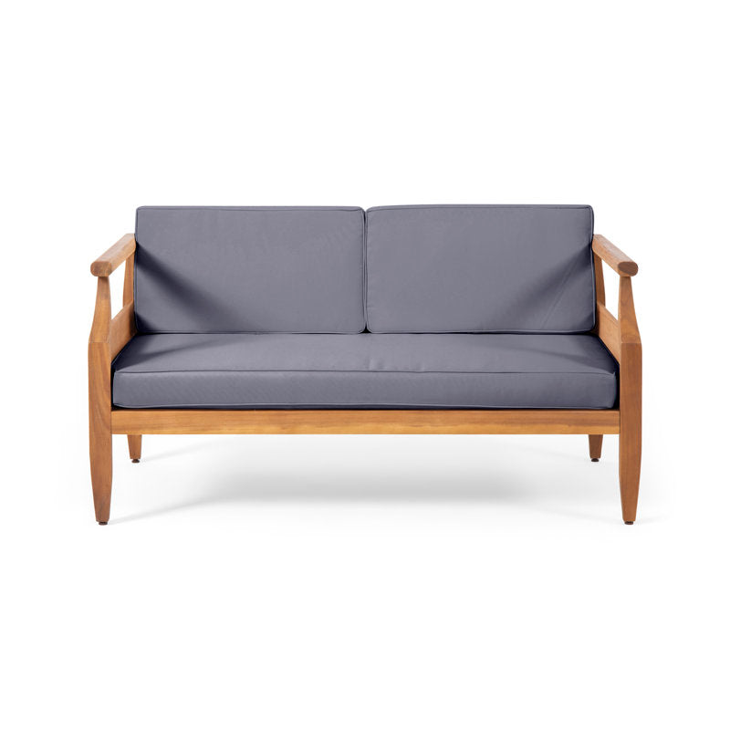 natural teak wood living room seating set
