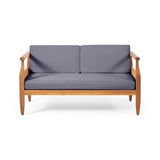 natural teak wood living room seating set
