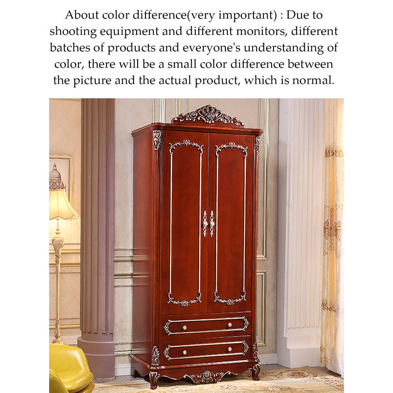 Solid teak wood bedroom wardrobe with glossy walnut finish