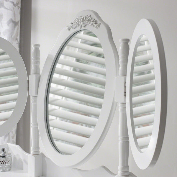 tri fold mirror vanity table with storage