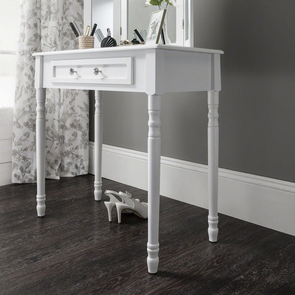 makeup table with storage drawer and stool