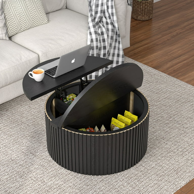Luxury modern black round coffee table for stylish interiors