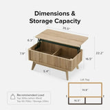 Wooden coffee table with hidden storage for modern living room