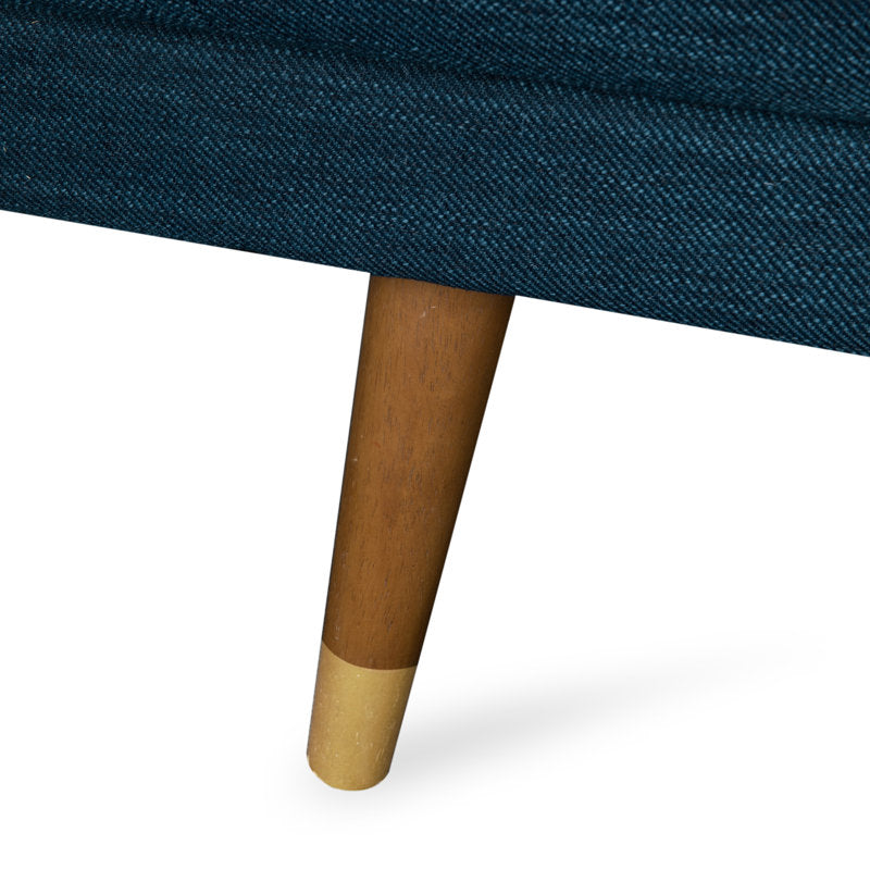 Premium blue fabric teak wood sofa by Sky Rise Decor Furniture