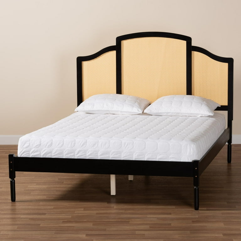 luxury bedroom furniture black bed with rattan headboard