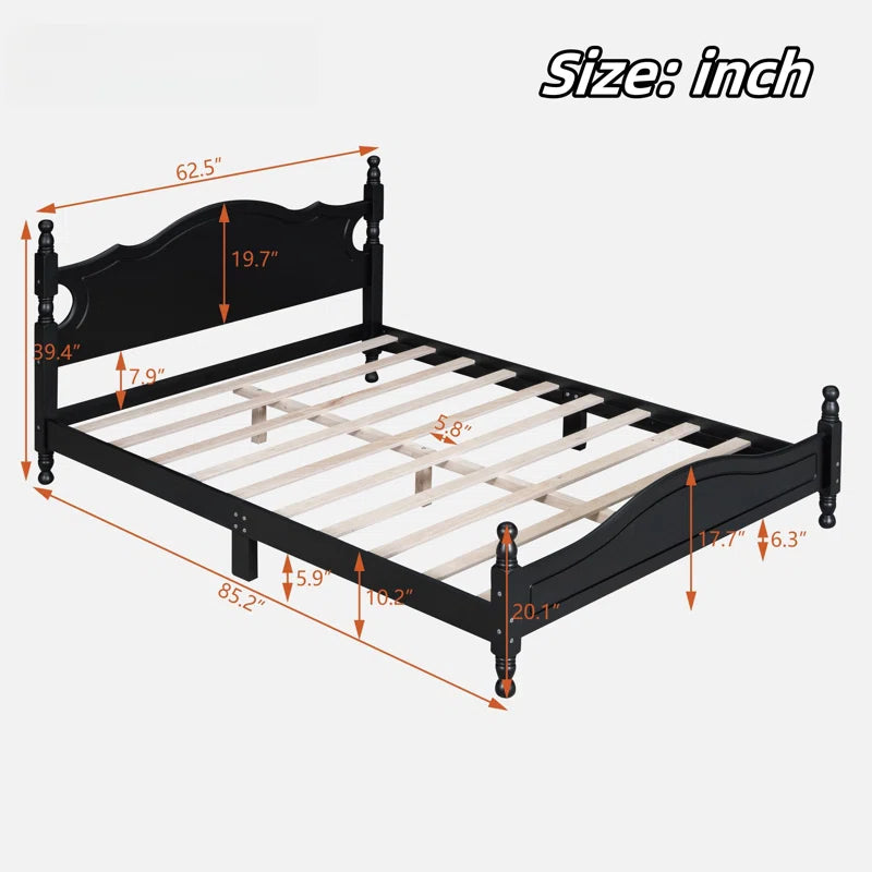 durable black wood bed frame for bedroom