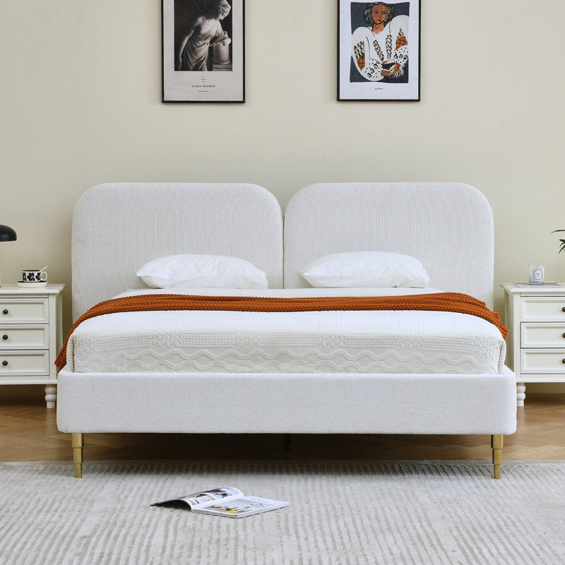 Premium solid wood bed with soft fabric finish