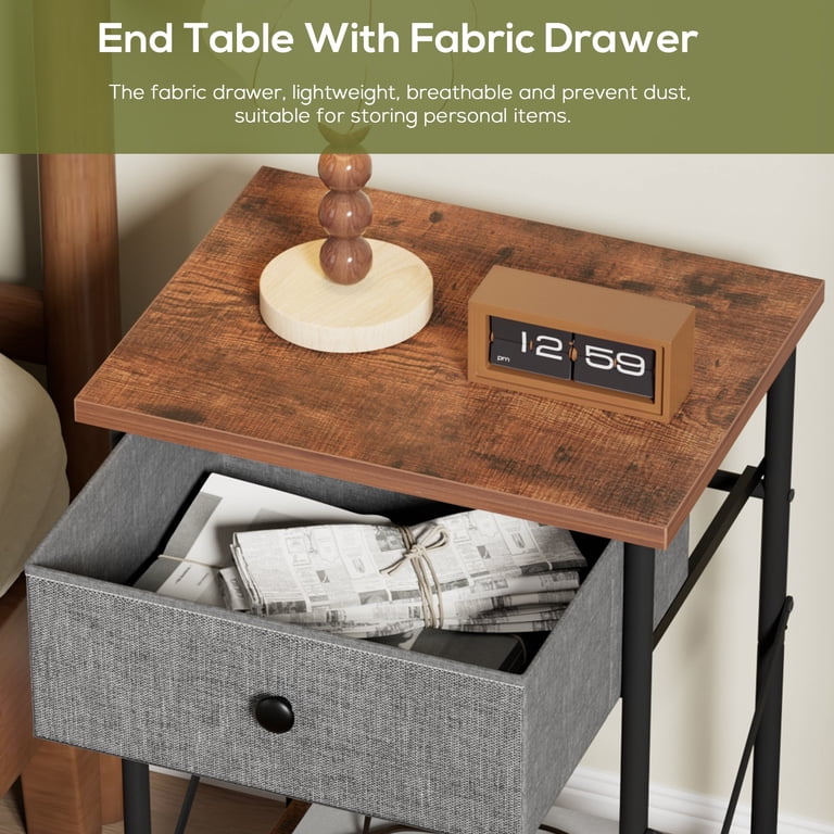 Stylish nightstand with open shelf and drawer