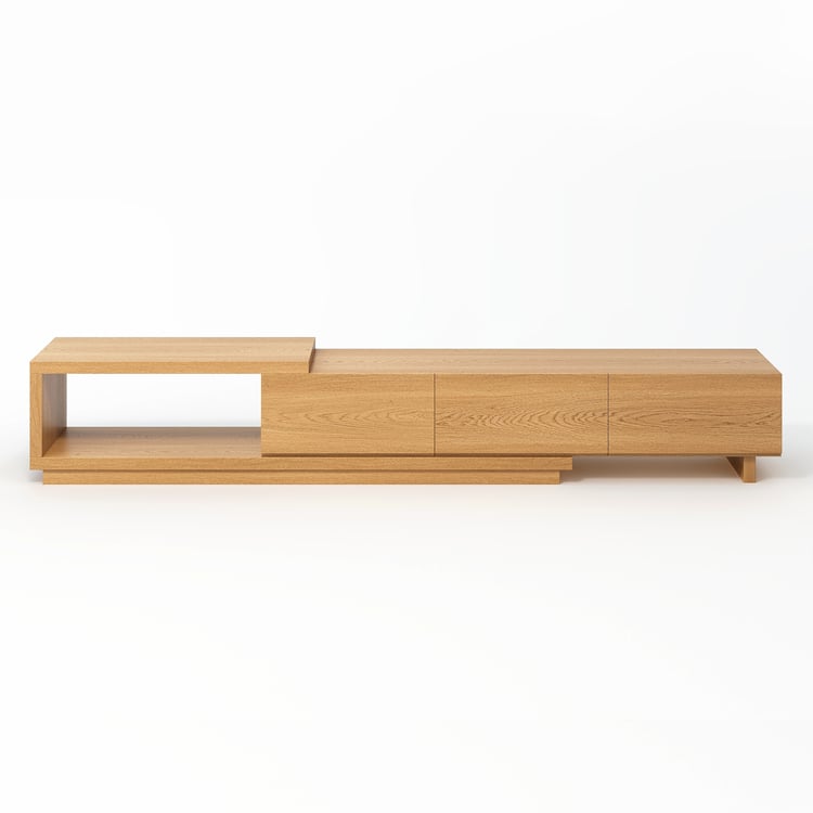 Luxury teak wood TV cabinet with shelves