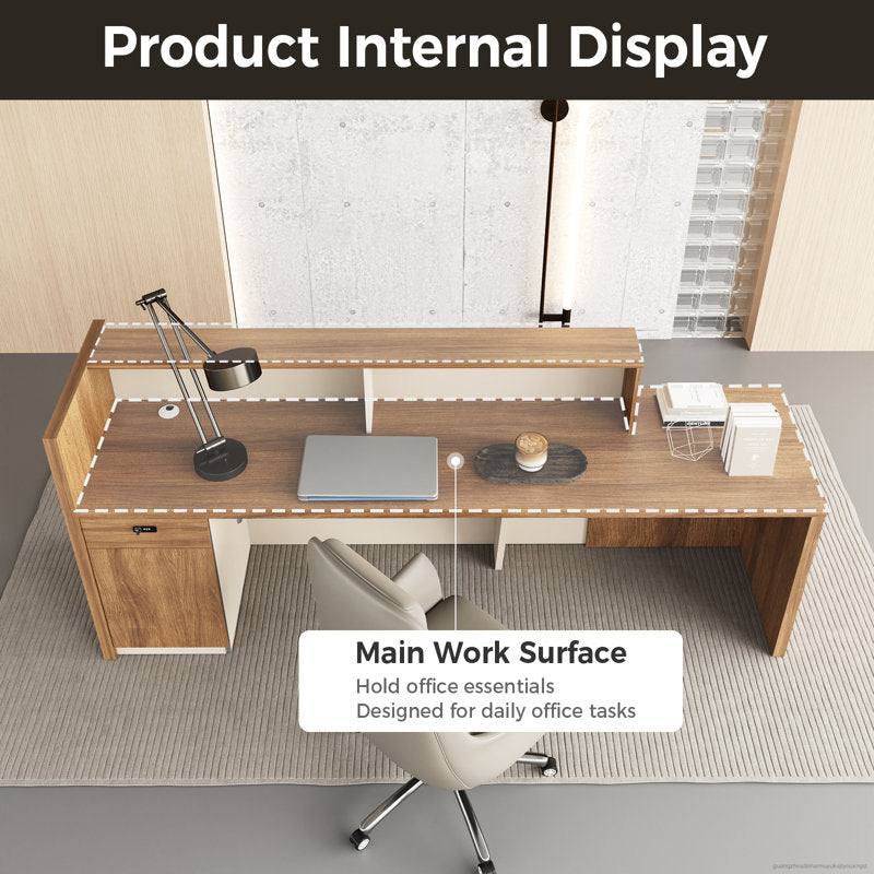 Premium teak wood reception desk with privacy panel