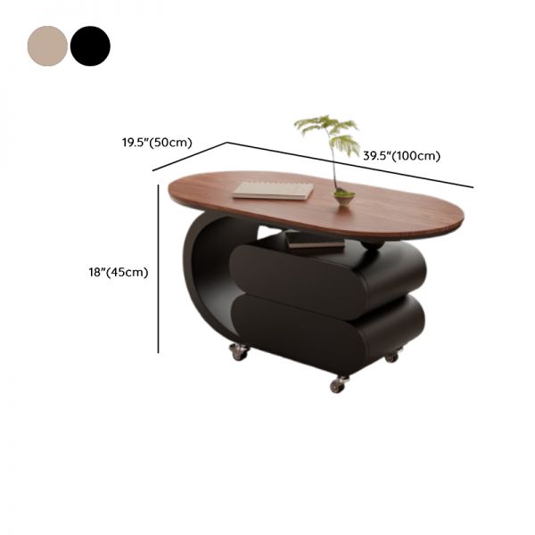 Wooden top coffee table with black base