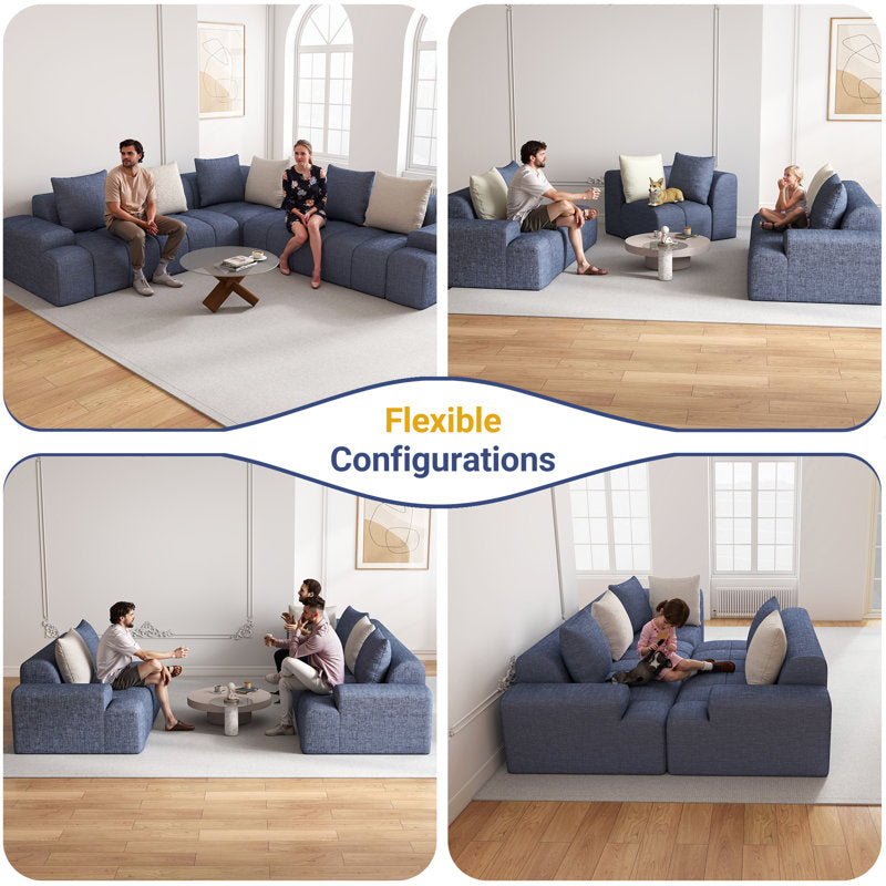 Premium teak wood modular sofa set in modern home
