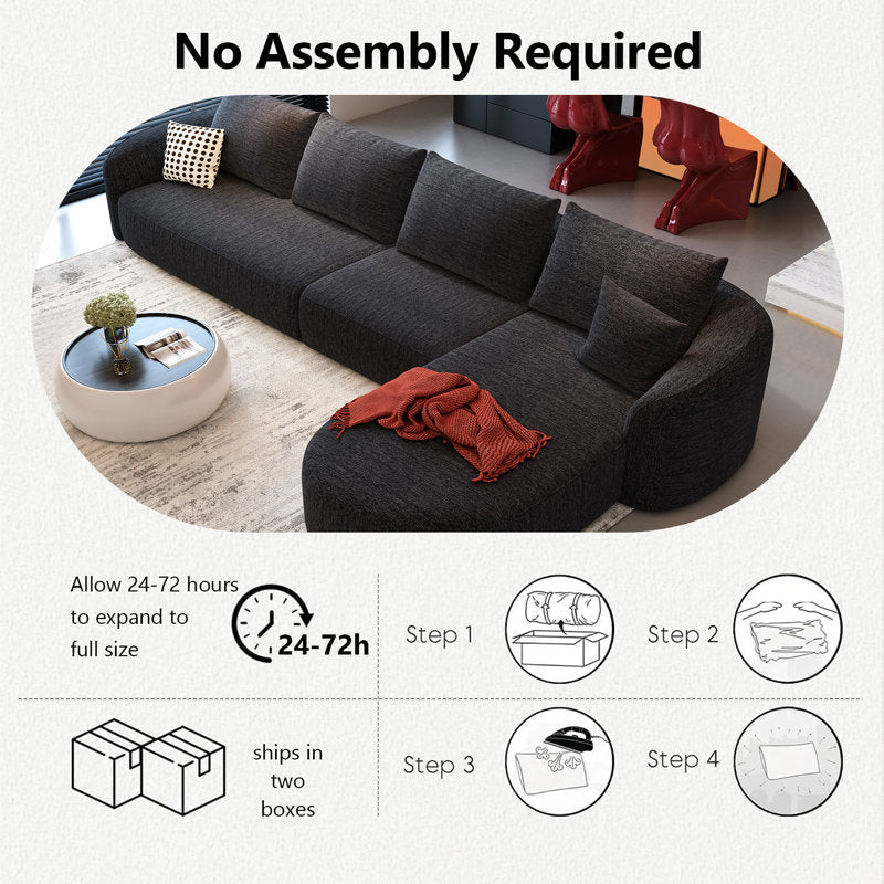 Luxury living room sofa with soft fabric upholstery