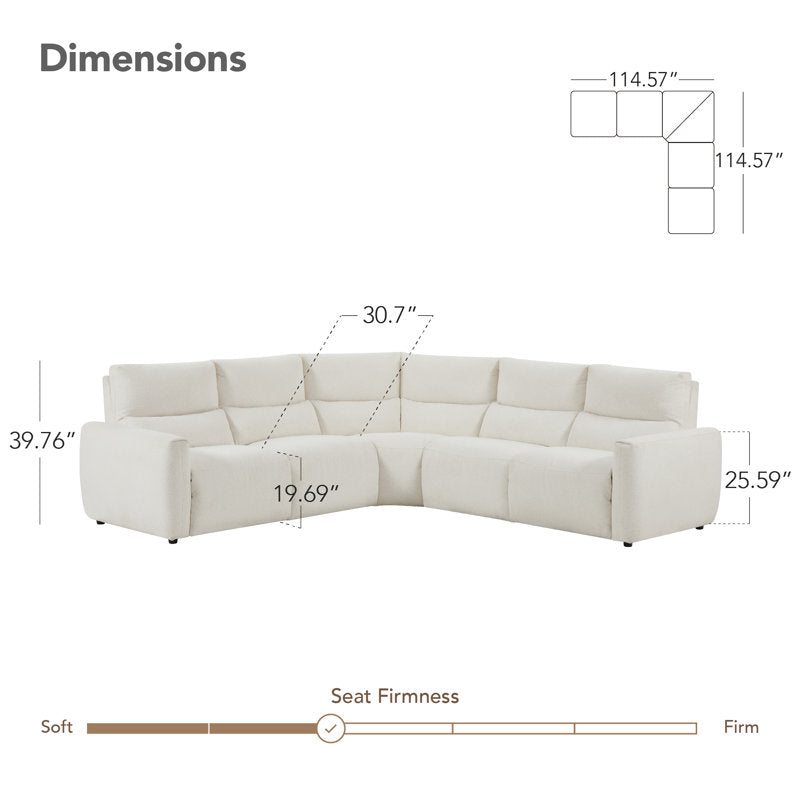 Modern 5 seater curved sectional sofa in neutral upholstery