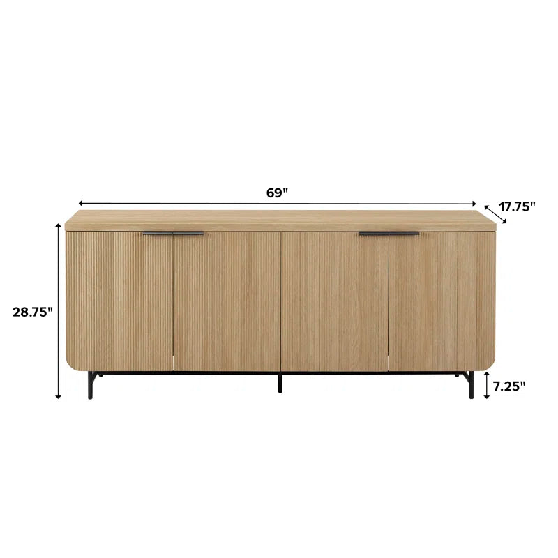 Stylish fluted sideboard cabinet for dining room and living room