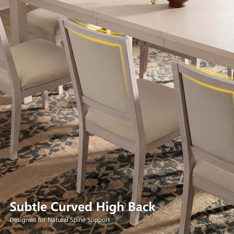 Minimalist teak wood dining room furniture with fabric chairs