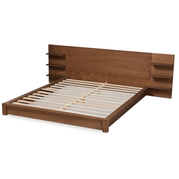 Stylish wooden platform bed for modern home