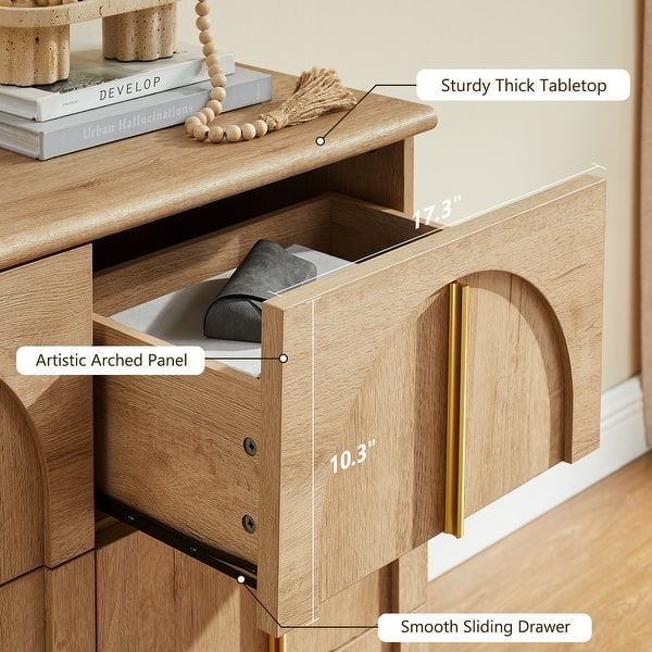 Modern teak wood dresser with arch design