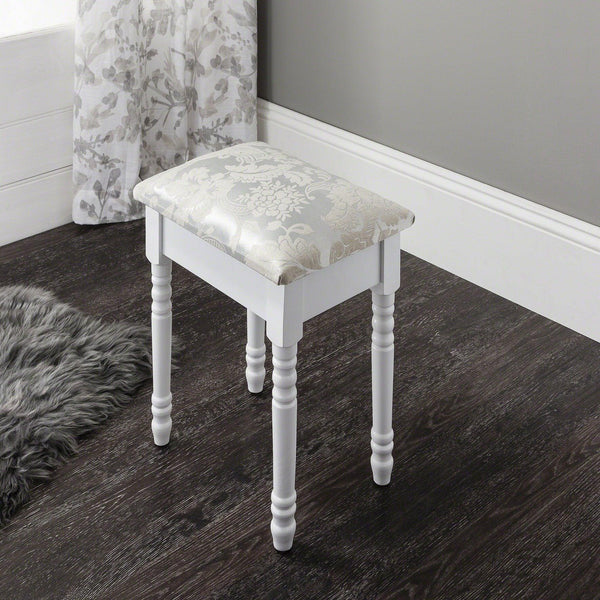 small space vanity desk with cushioned stool