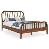 Natural wood bed frame for contemporary bedroom