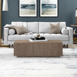 Modern wooden coffee table with ribbed design