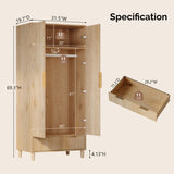 minimalist wooden wardrobe with drawer storage