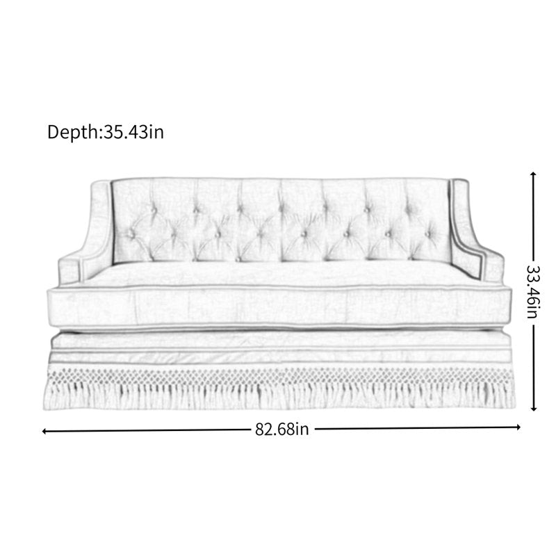 Premium teak wood button tufted sofa for living room