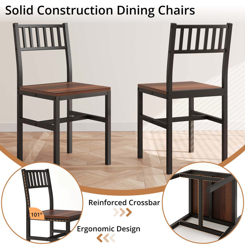 Compact round dining table set in teak wood finish