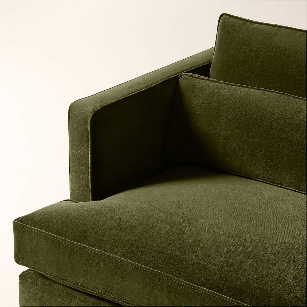 Premium green upholstered teak wood couch
