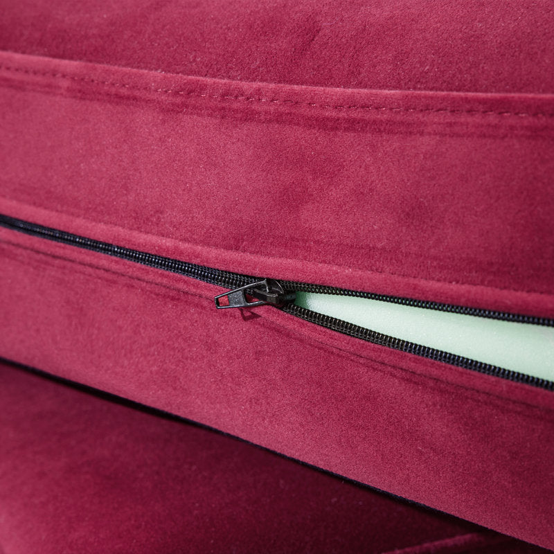 Elegant 3 seater living room sofa in wine red velvet