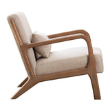 Upholstered lounge chair with solid wood arms for living room