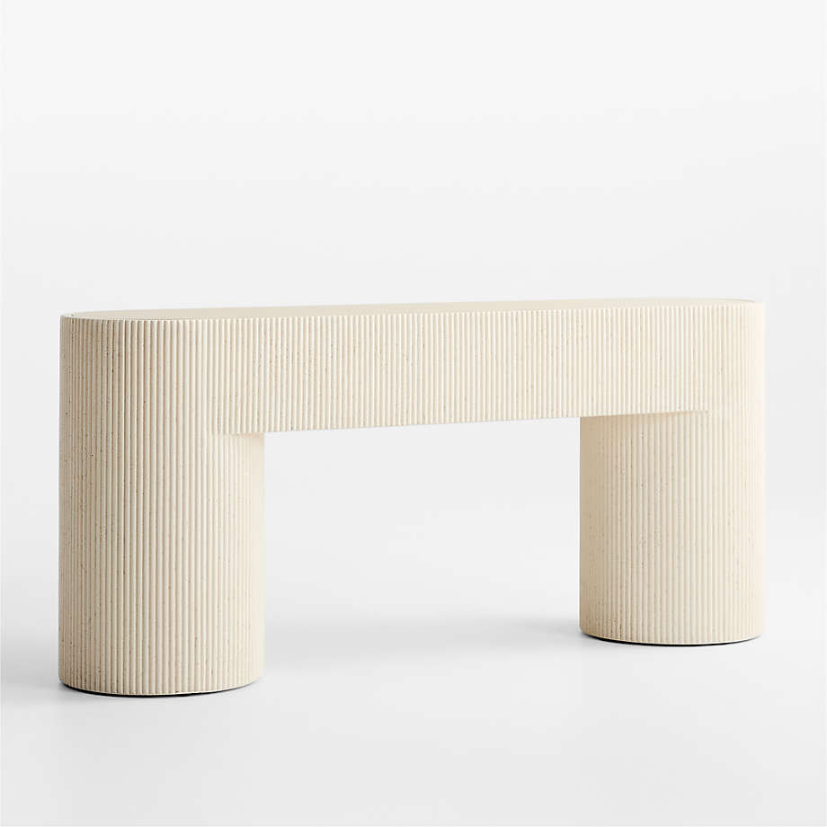 Contemporary ribbed wood console table decor