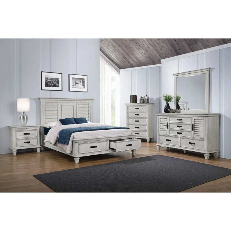 wooden platform bed with under bed storage