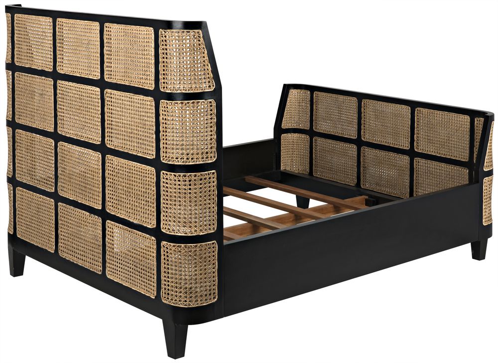 Designer teak wood cane bed frame