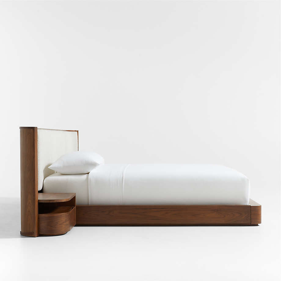 Elegant upholstered teak wood bed for luxury bedrooms