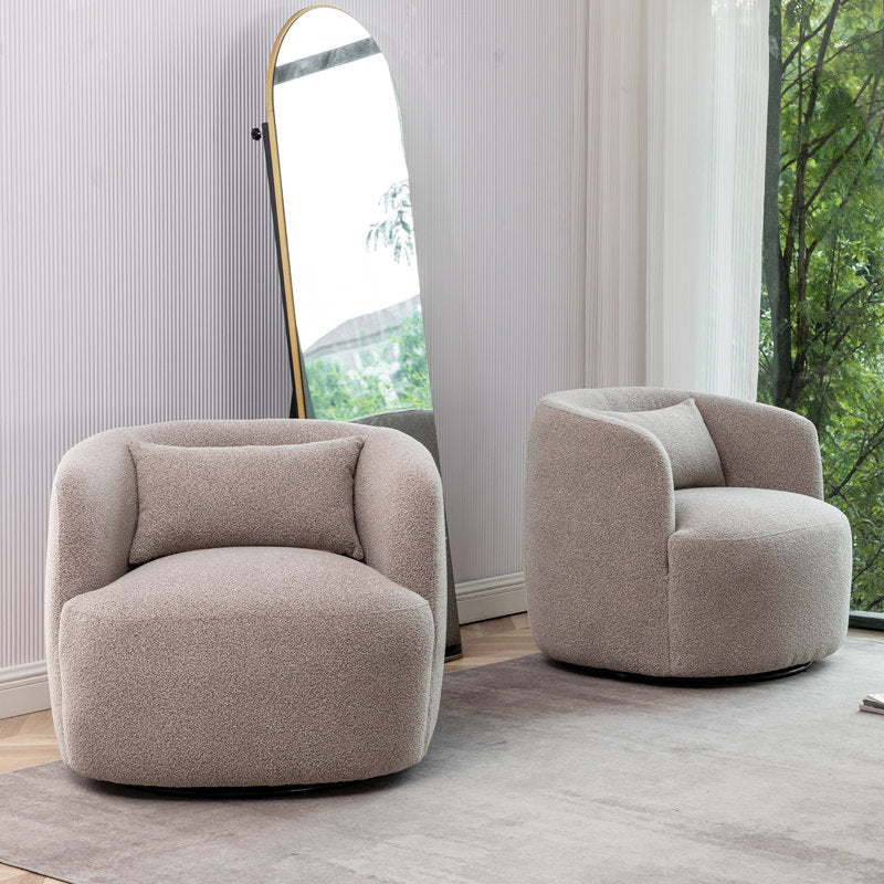 Contemporary bouclé accent chair set for living room
