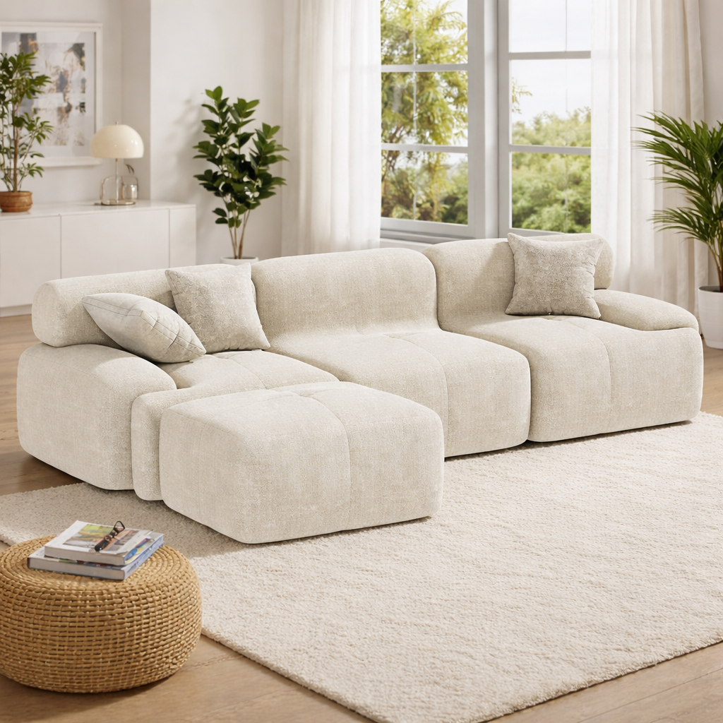 modern cream modular sofa in living room