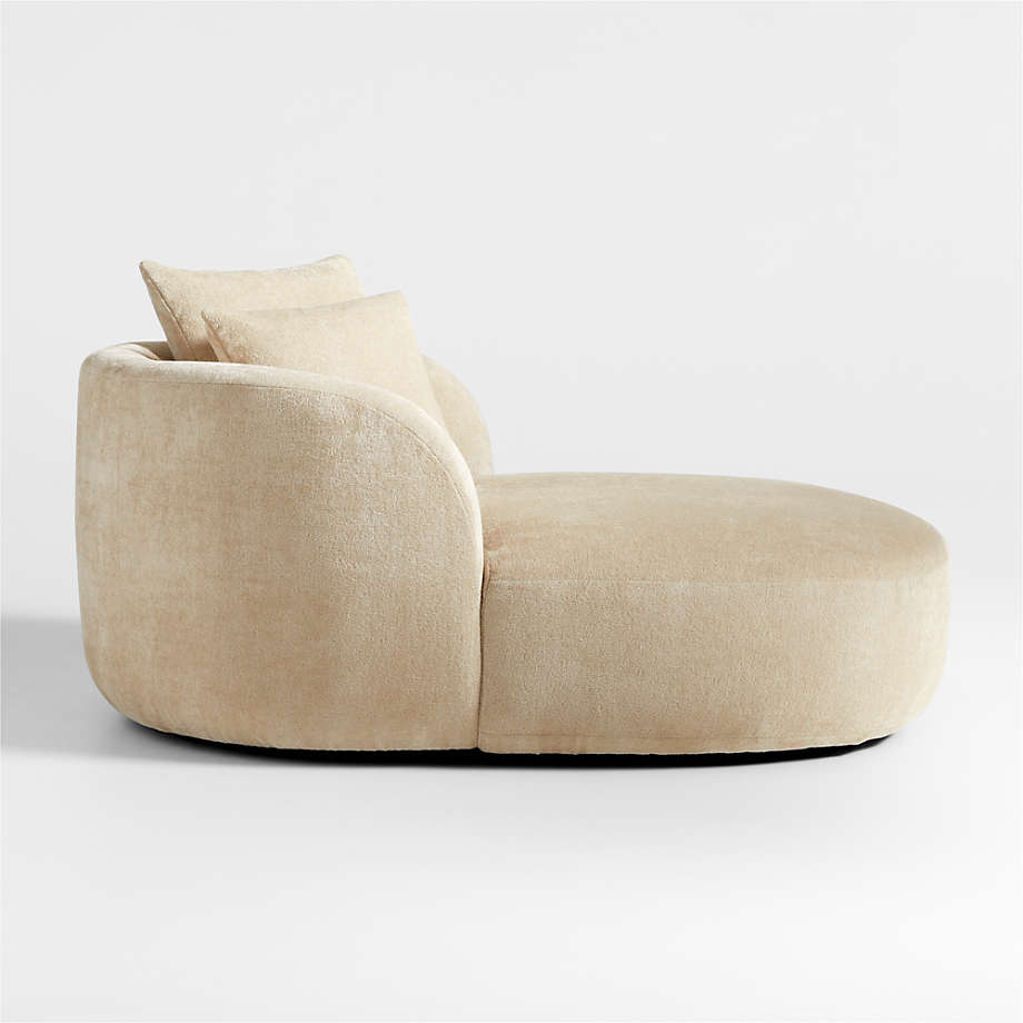 Premium teak wood accent chaise chair beige color