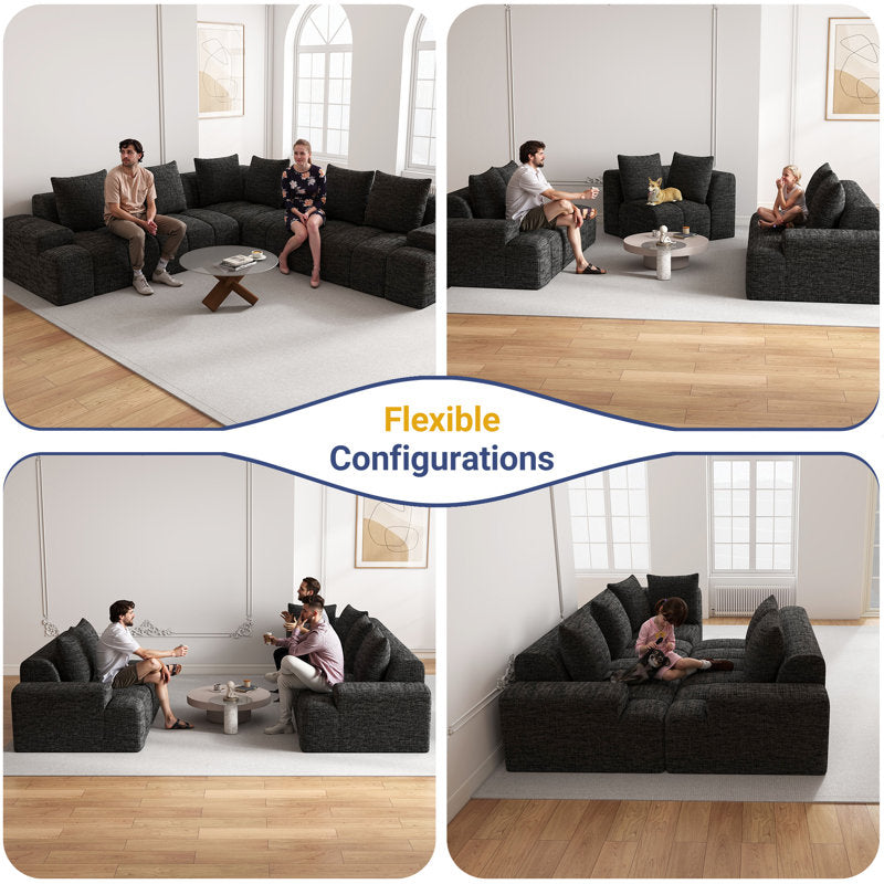 Comfortable family sectional sofa with plush cushions