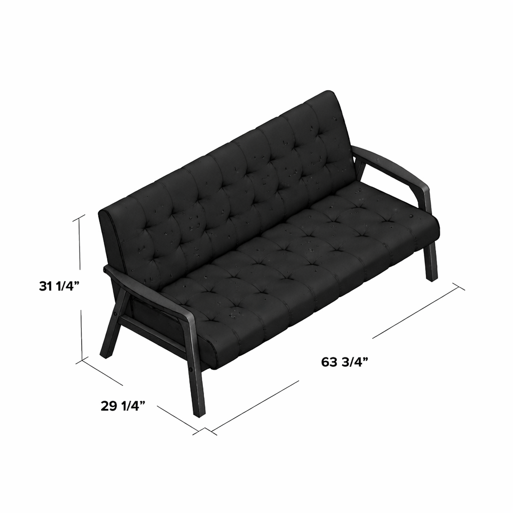 Luxury 3 Seater Teak Wood Sofa | Modern Upholstered Fabric Couch | Sky Rise Decor Designer Living Room Sofa