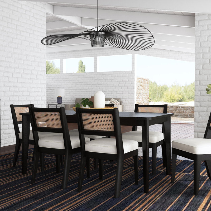 Contemporary teak wood dining furniture for six people