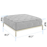 Designer tufted coffee table ottoman with gold frame for living room décor