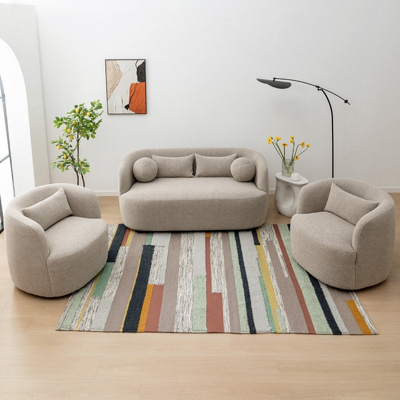 Designer bouclé barrel chair set by Sky Rise Decor