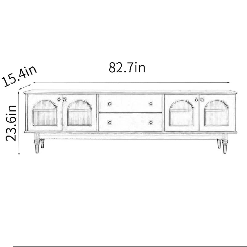 Luxury matte black buffet cabinet with wood trim and fluted glass doors