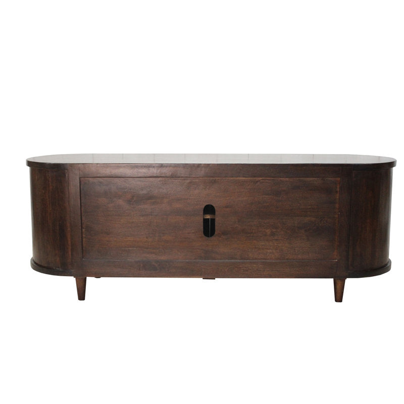 Elegant teak wood credenza with cane front doors