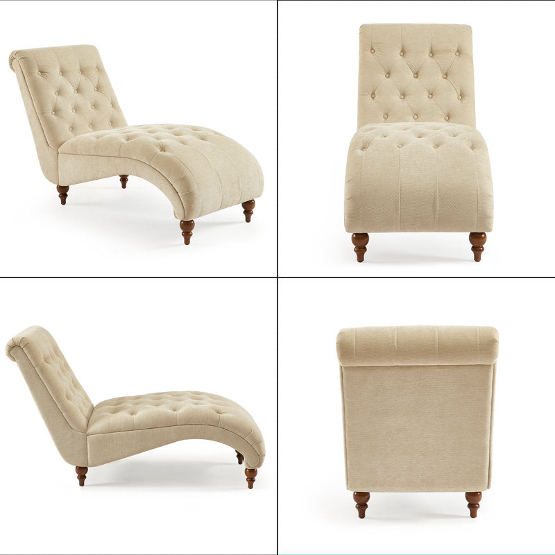 Upholstered chaise lounge with cushion